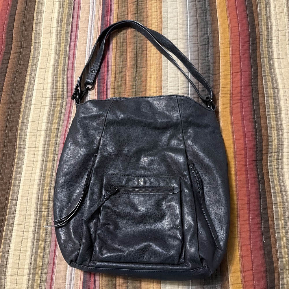Elliot Lucca Black Pebble Leather Pebble Hobo Shoulder bag/crossbody Bag Purse